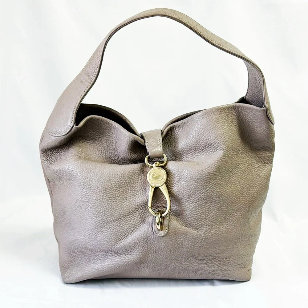 DOONEY & BOURKE Pebbled Leather Gray Logo Lock Sac Size 12”x12.5”x5” - Picture 2 of 12